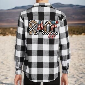 Black and White Checkered Unisex Flannel